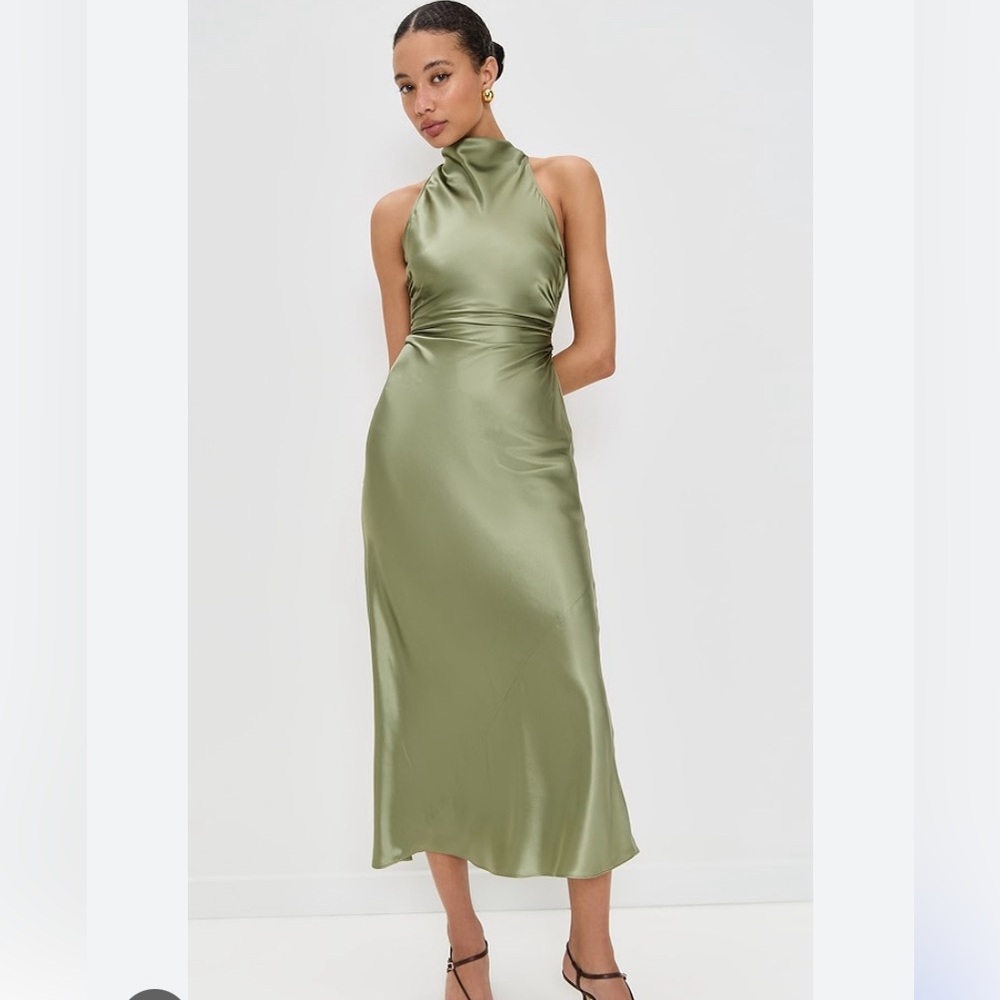 Reformation Silk Cassette Dress in Artichoke size 4